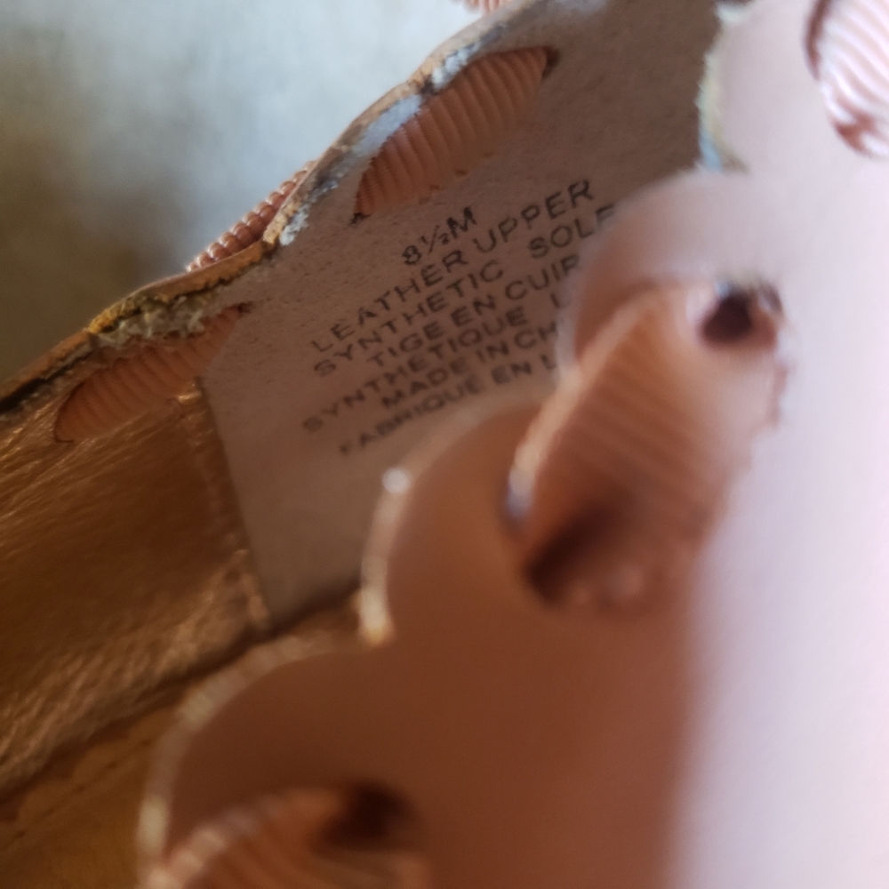 Miss Allbright Anthropologie Leather Ribbon Perforated Heels Size 8.5 - Picture 2 of 9